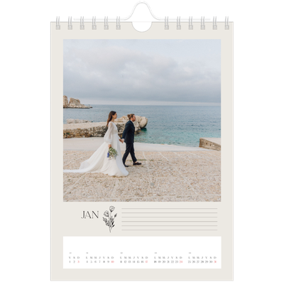 Calendrier photo A5 — Initiales fleuries [Janvier]