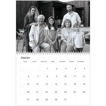 Calendrier photo A4 double — Noir et blanc élégant