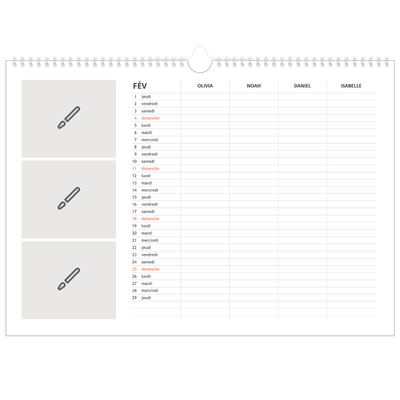 Calendrier photo A3 — Créez votre produit - Famille de 4 [Février]