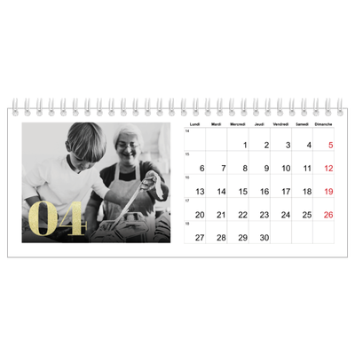 Calendrier de bureau — Larges numéros brillants [Avril]