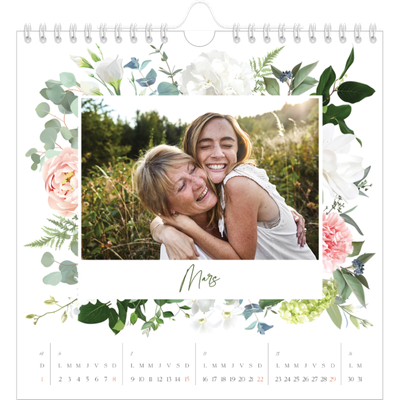 Calendriers annuels carré — Fleurs traditionelles [Mars]