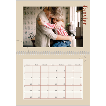 Calendrier photo A4 double — Texte asymétrique