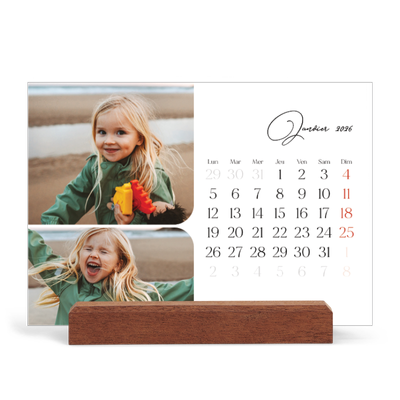 Calendrier de bureau support bois - paysage   — Instantanés et calligraphie [Janvier]
