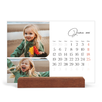 Calendrier de bureau support bois - paysage — Instantanés et calligraphie