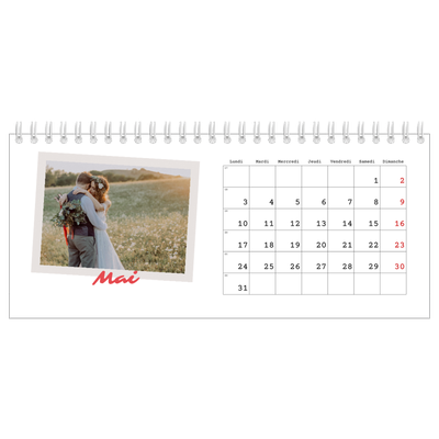 Calendrier de bureau — Signature carmin [Mai]