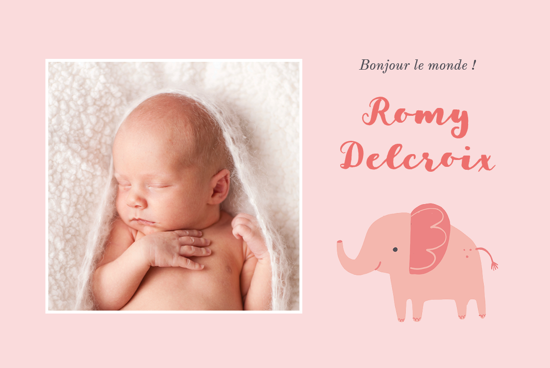 Cartons d'invitation — Élephant rose