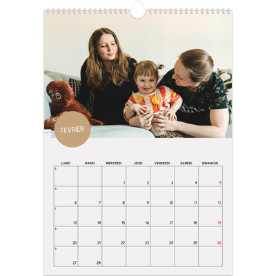 A3 Calendrier annuel — Gommettes photo [Février]