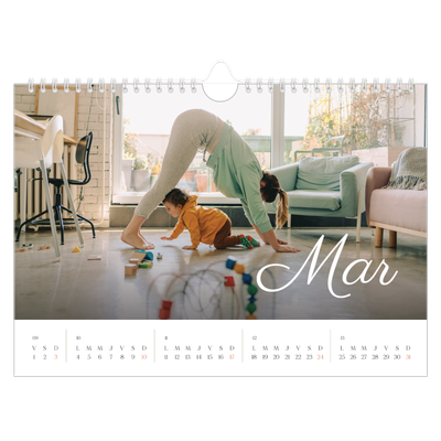 Calendrier photo A4 — Mois écris à la main [Mars]