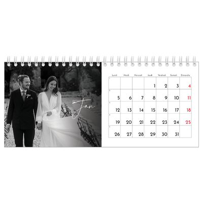Calendrier de bureau — Écriture élégante [Janvier]