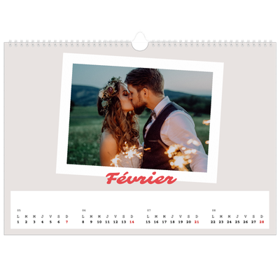 Calendrier photo A3 — Signature carmin [Février]
