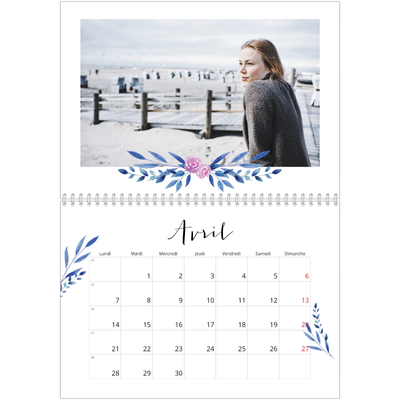 Calendrier photo A4 double (30 x 40 cm) — Ornements aquarelle [Avril]