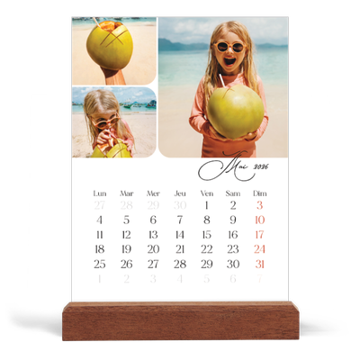 Calendrier de bureau support bois - portrait  — Instantanés et calligraphie [couverture]