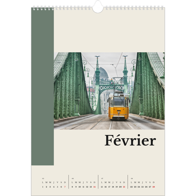 A3 Calendrier annuel — Vues du monde [Février]