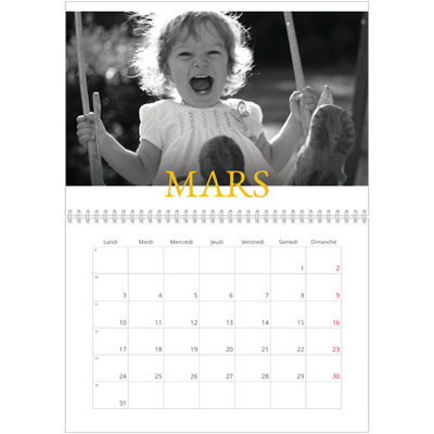 Calendrier photo A4 double (30 x 40 cm) — Style héritage [Mars]