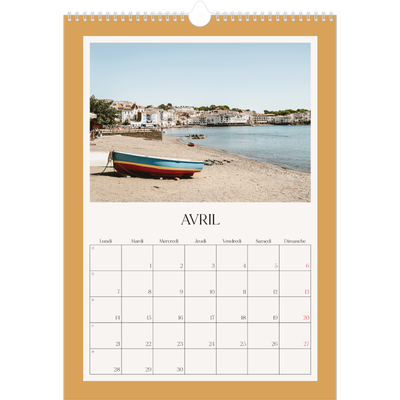 A3 Calendrier annuel — Couleurs classiques [Avril]
