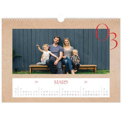 Calendrier photo A3 — Touches de rouge [Mars]