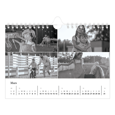 Calendrier photo A5 — Noir et blanc élégant [Mars]