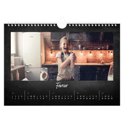 Calendrier photo A4 — Tableau et craie [Février]
