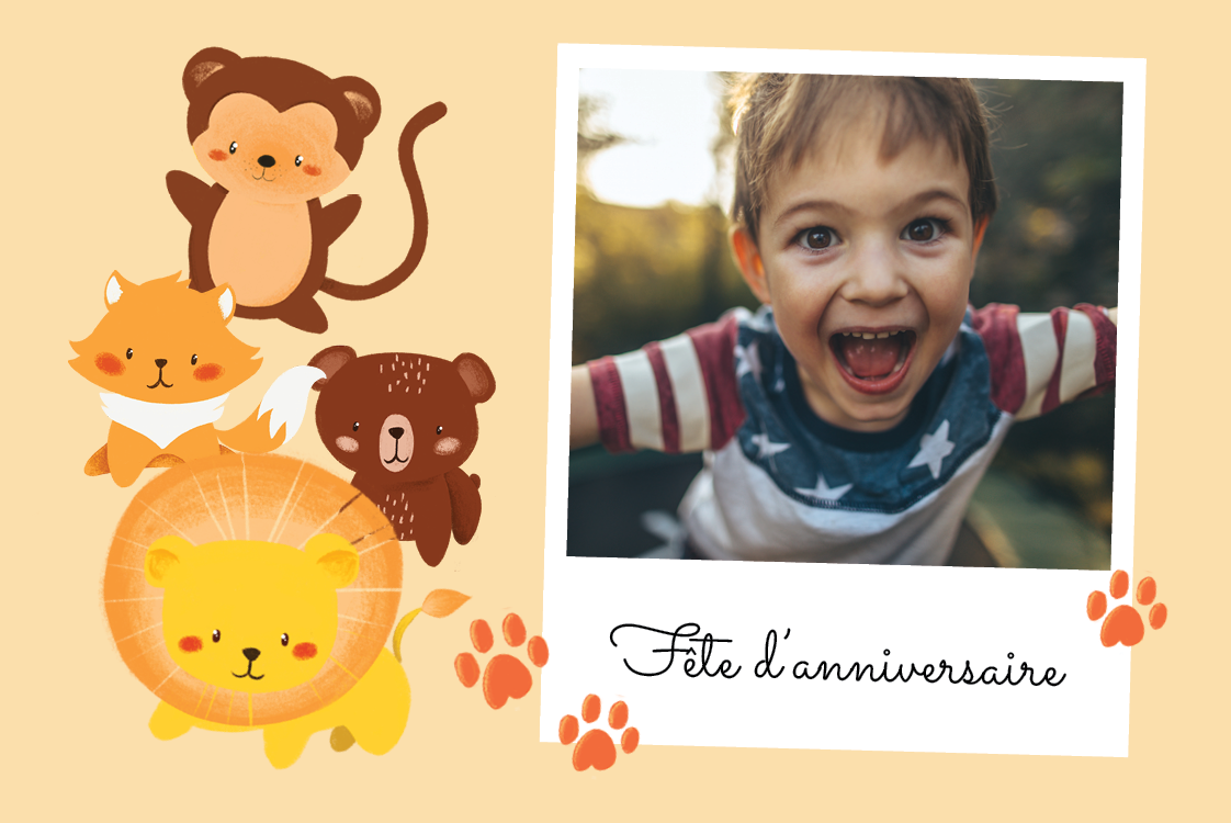 Cartons d'invitation — Animaux de jungle