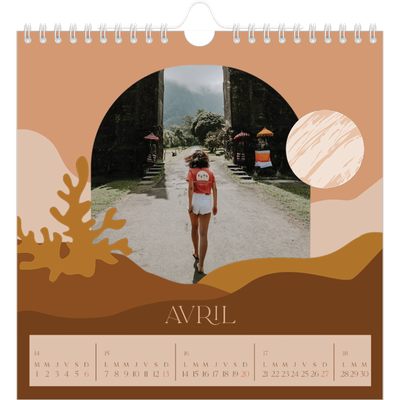 Calendriers annuels carré — Montagnes aux tons neutres [Avril]