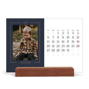 Calendrier de bureau support bois - paysage — Bleu de Prusse