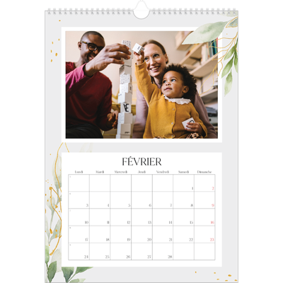 A3 Calendrier annuel — Éclaboussure florale [Février]