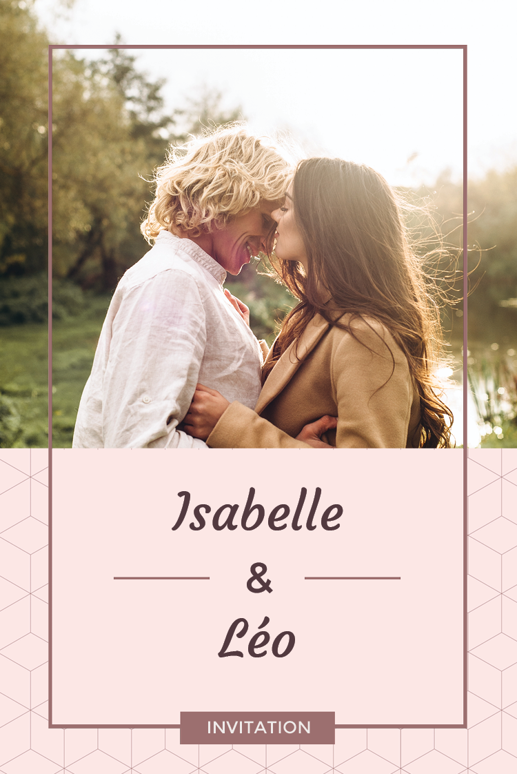 Cartons d'invitation — Rose poudré