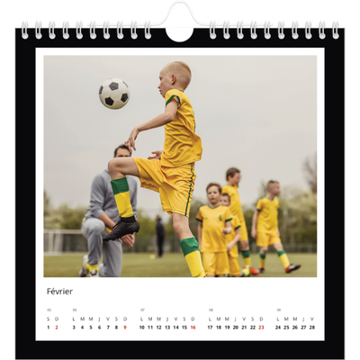 Calendriers annuels carré — Cadre noir [Février]