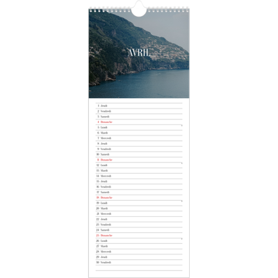 Calendrier mural long  — Évasion sans fin [Avril]