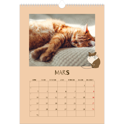 A3 Calendrier annuel — Chaton joueur [Mars]