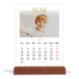 Calendrier de bureau support bois - portrait  — Large texte Doré [Mars]