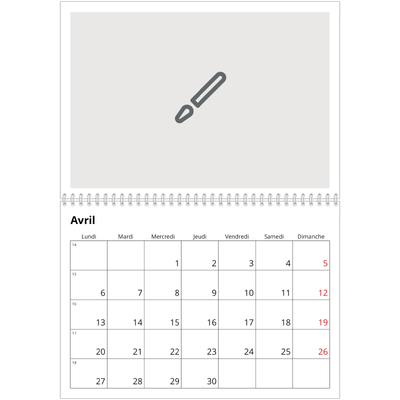 Calendrier photo A4 double (30 x 40 cm) — Créez votre produit [Avril]