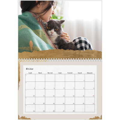 Calendrier photo A4 double (30 x 40 cm) — Classic Gold [Février]