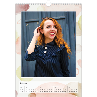 A3 Calendrier annuel — Pluie d'aquarelle [Février]