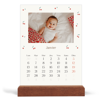 Calendrier de bureau support bois - portrait — Cerise sur le bonheur
