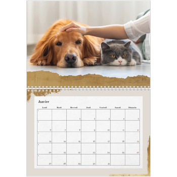 Calendrier photo A4 double — Feuille d'or