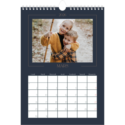 Calendrier photo A4 (20 x 30 cm) — Bleu de Prusse [Mars]