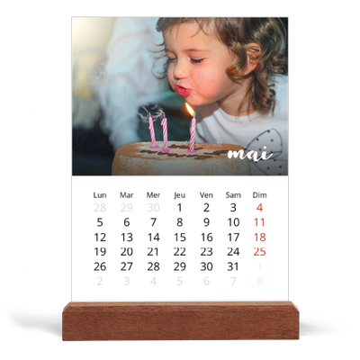 Calendrier de bureau support bois - portrait  — Superposition pinceau [couverture]