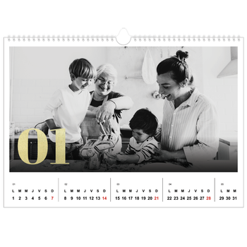 Calendrier photo A3 — Larges numéros brillants