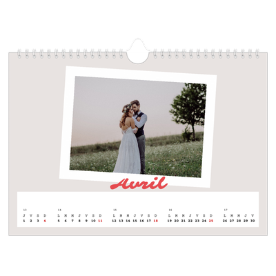 Calendrier photo A4 — Signature carmin [Avril]