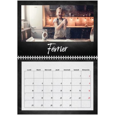 Calendrier photo A4 double (30 x 40 cm) — Tableau et craie [Février]