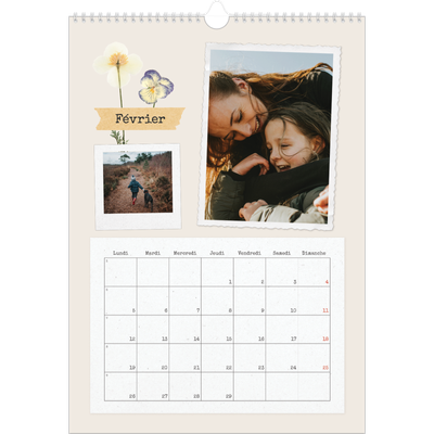A3 Calendrier annuel — Scrapbook vintage [Février]