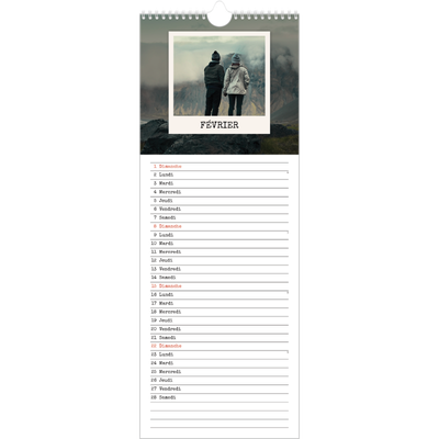 Calendrier mural long  — L'édition portrait [Février]