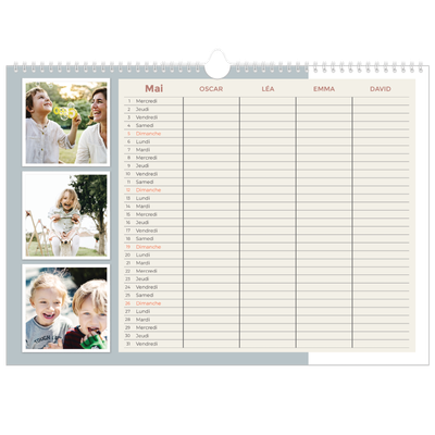 Calendrier photo A3 — Agenda palette naturelle - Famille de 4 [couverture]