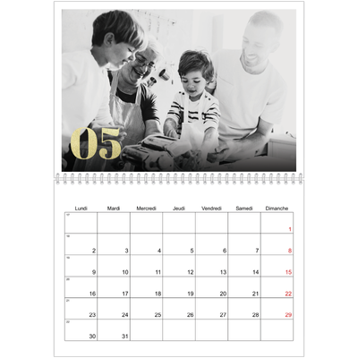 Calendrier photo A4 double (30 x 40 cm) — Larges numéros brillants [couverture]