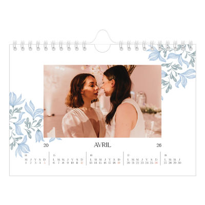 Calendrier photo A5 — Romance en bleu et blanc [Avril]