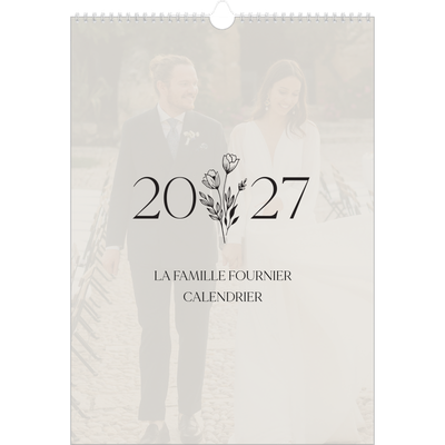A3 Calendrier annuel — Initiales fleuries [couverture]