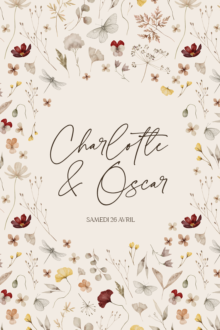 Cartons d'invitation — Des noces naturelles