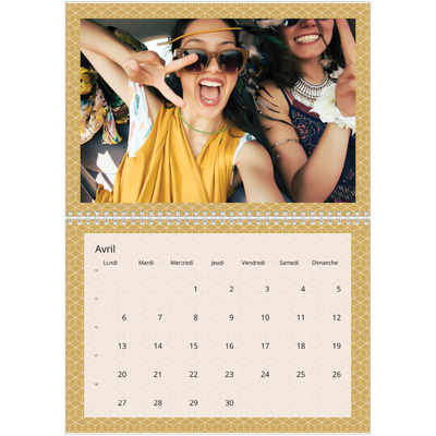 Calendrier photo A4 double (30 x 40 cm) — Céleste dorée [Avril]