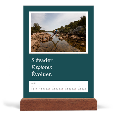 Calendrier de bureau support bois - portrait  — Terre éditoriale [Avril]
